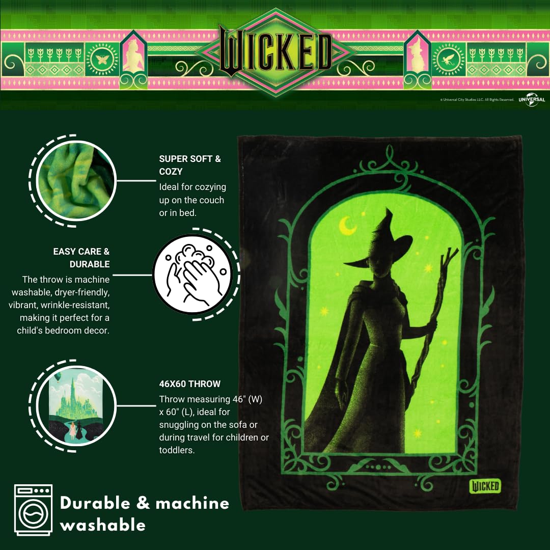 Foto 2 | Ropa De Cama Throw Franco Collectibles Wicked Elphaba De 46 X 60 Pulgadas - Venta Internacional.