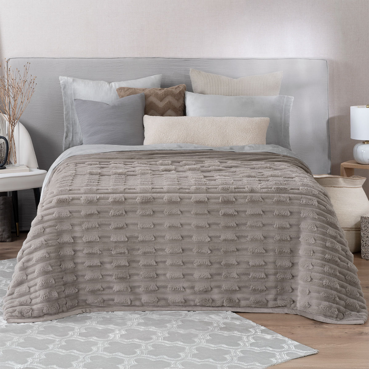Foto 1 | Cobertor Tipo Piel Esquimal Individual Color Taupe Ultrasuave