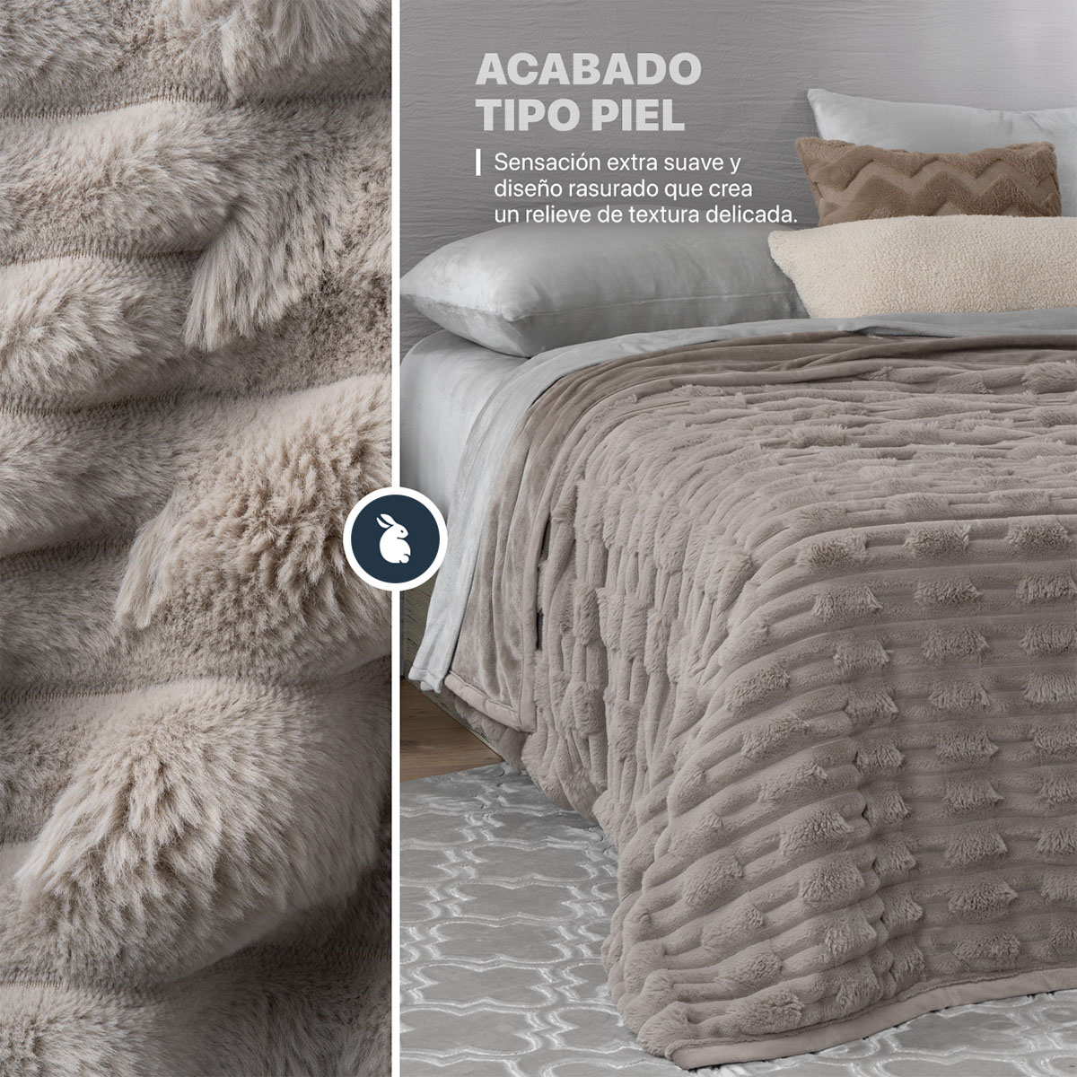 Foto 2 | Cobertor Tipo Piel Esquimal Individual Color Taupe Ultrasuave