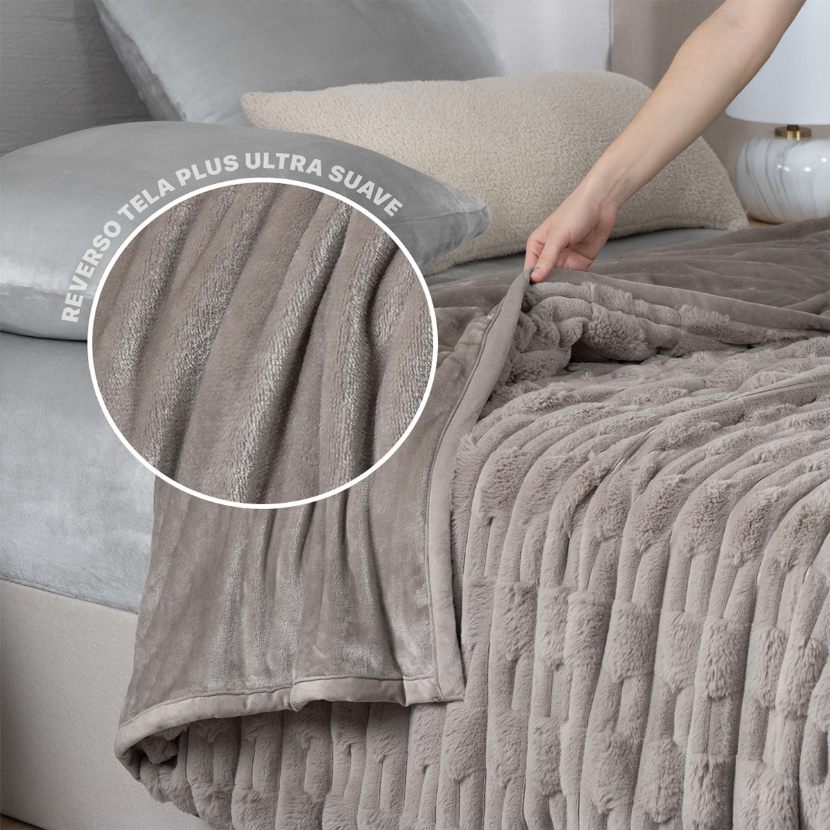 Foto 3 | Cobertor Tipo Piel Esquimal Individual Color Taupe Ultrasuave