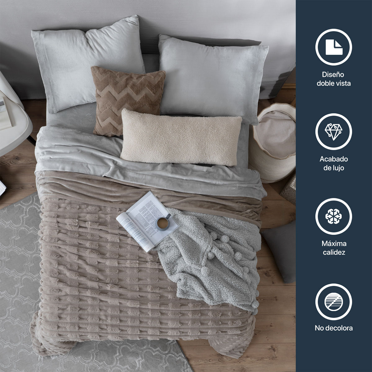 Foto 5 | Cobertor Tipo Piel Esquimal Individual Color Taupe Ultrasuave