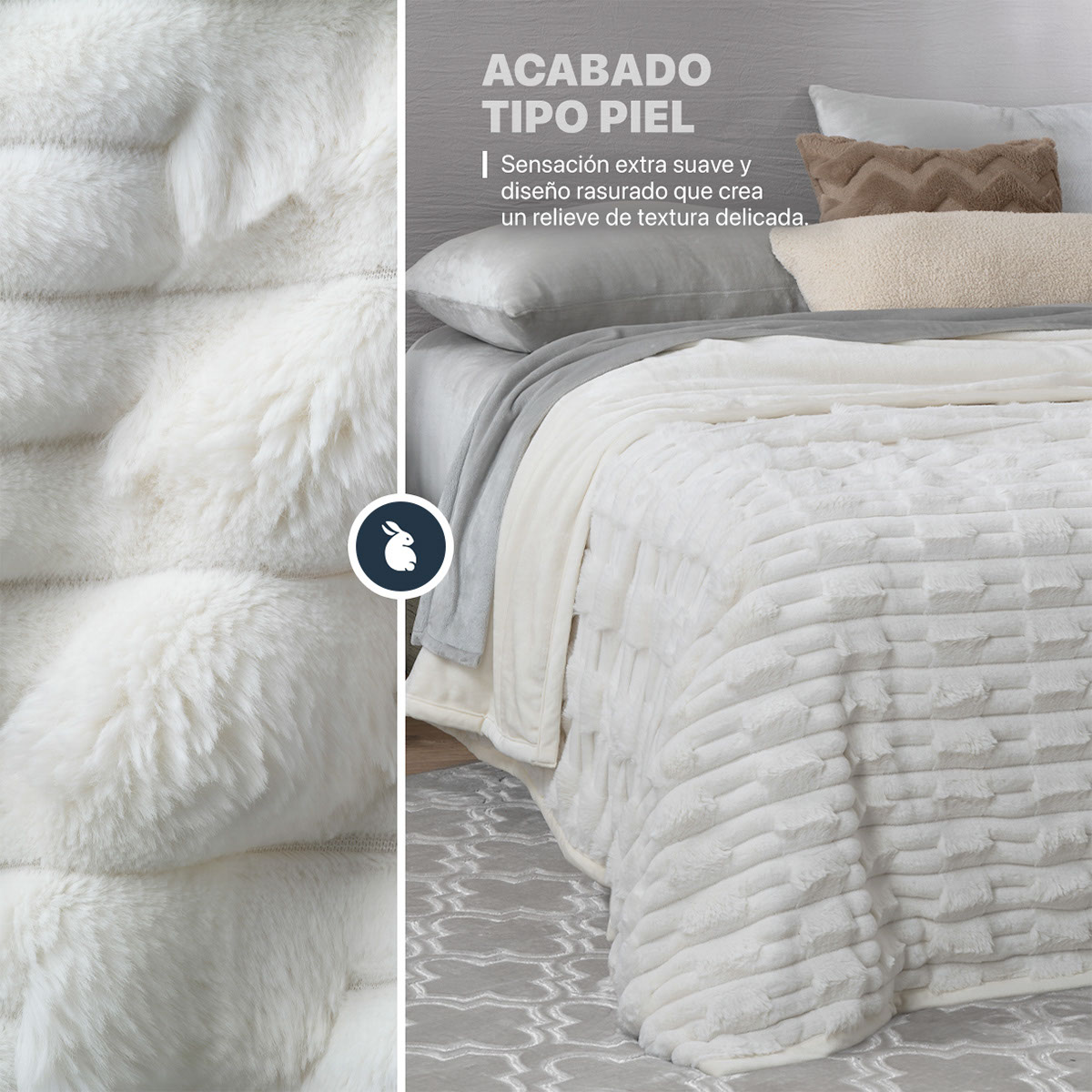 Foto 2 | Cobertor Tipo Piel Esquimal King Size Color Marfil Ultrasuave