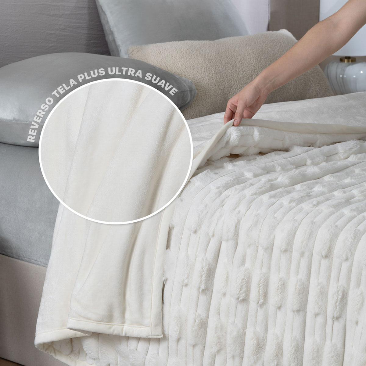 Foto 4 pulgar | Cobertor Tipo Piel Esquimal Matrimonial Color Marfil Ultrasuave