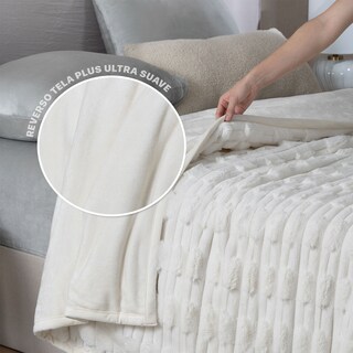 Foto 3 | Cobertor Tipo Piel Esquimal Matrimonial Color Marfil Ultrasuave