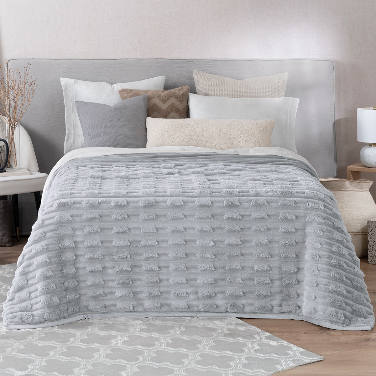 Foto 1 | Cobertor Tipo Piel Esquimal Matrimonial Color Gris Ultrasuave
