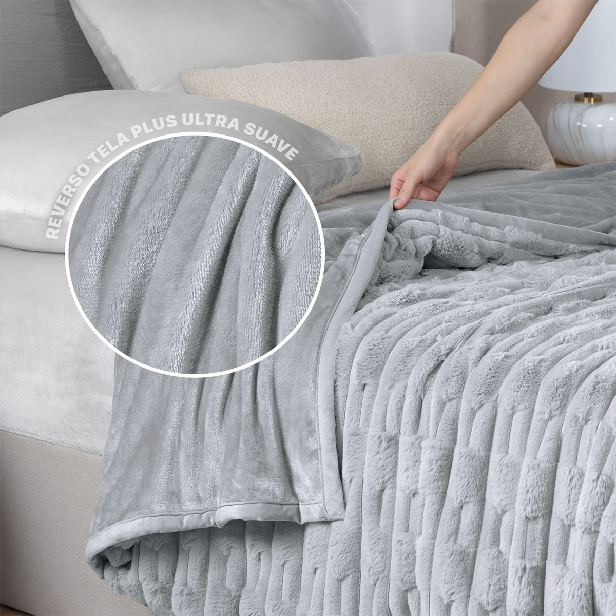 Foto 4 pulgar | Cobertor Tipo Piel Esquimal Matrimonial Color Gris Ultrasuave