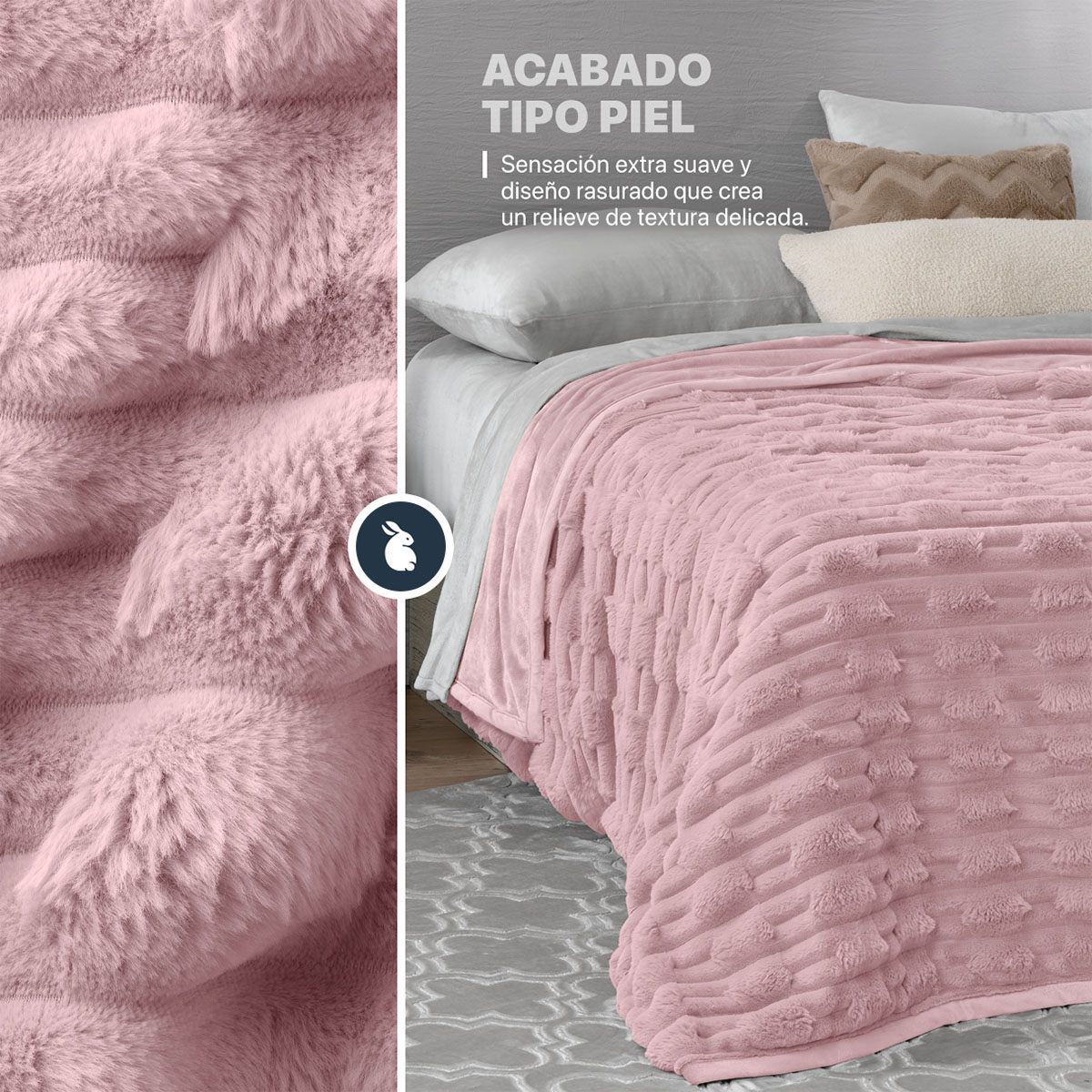 Foto 2 | Cobertor Tipo Piel Esquimal Individual Color Rosa Ultrasuave