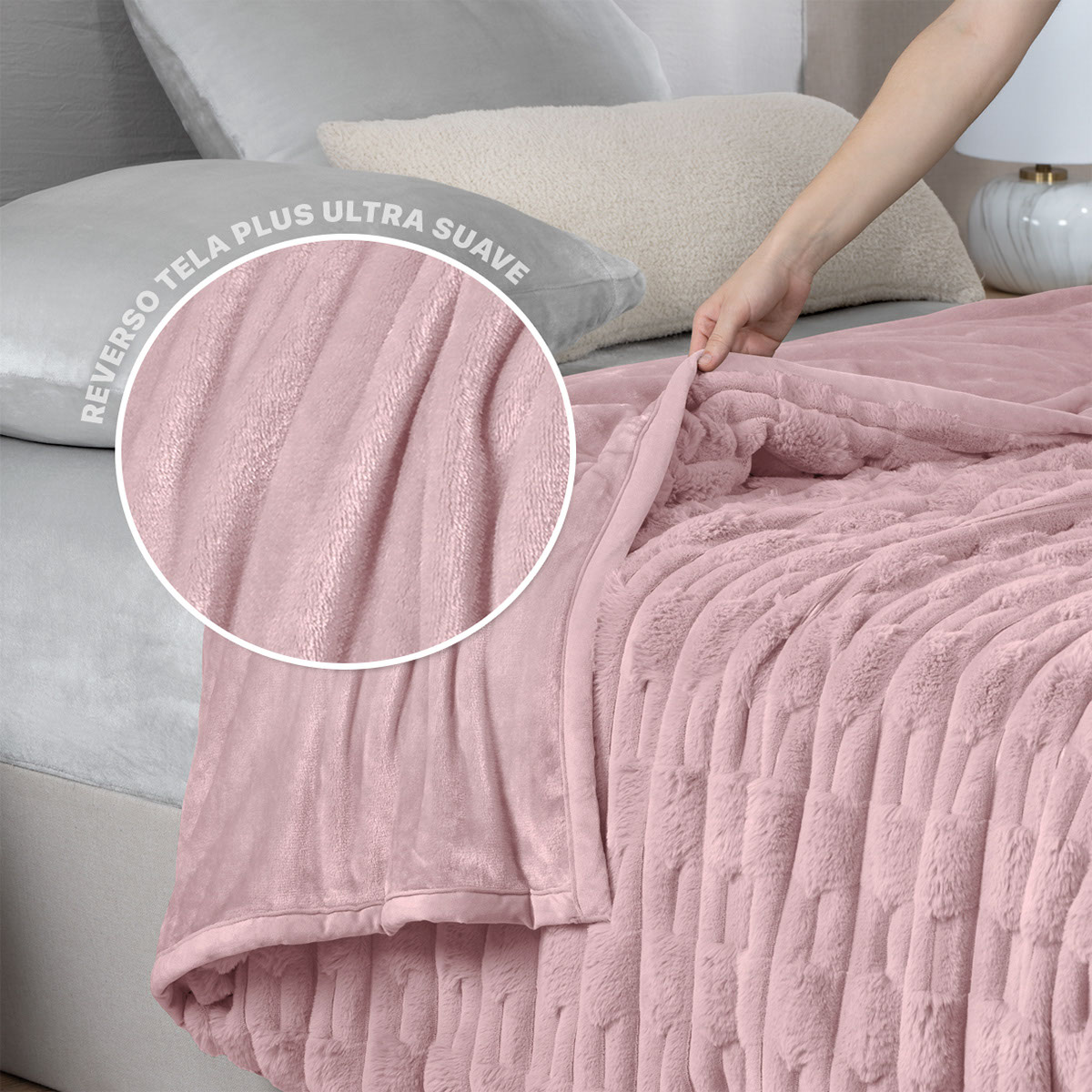 Foto 4 pulgar | Cobertor Tipo Piel Esquimal Individual Color Rosa Ultrasuave