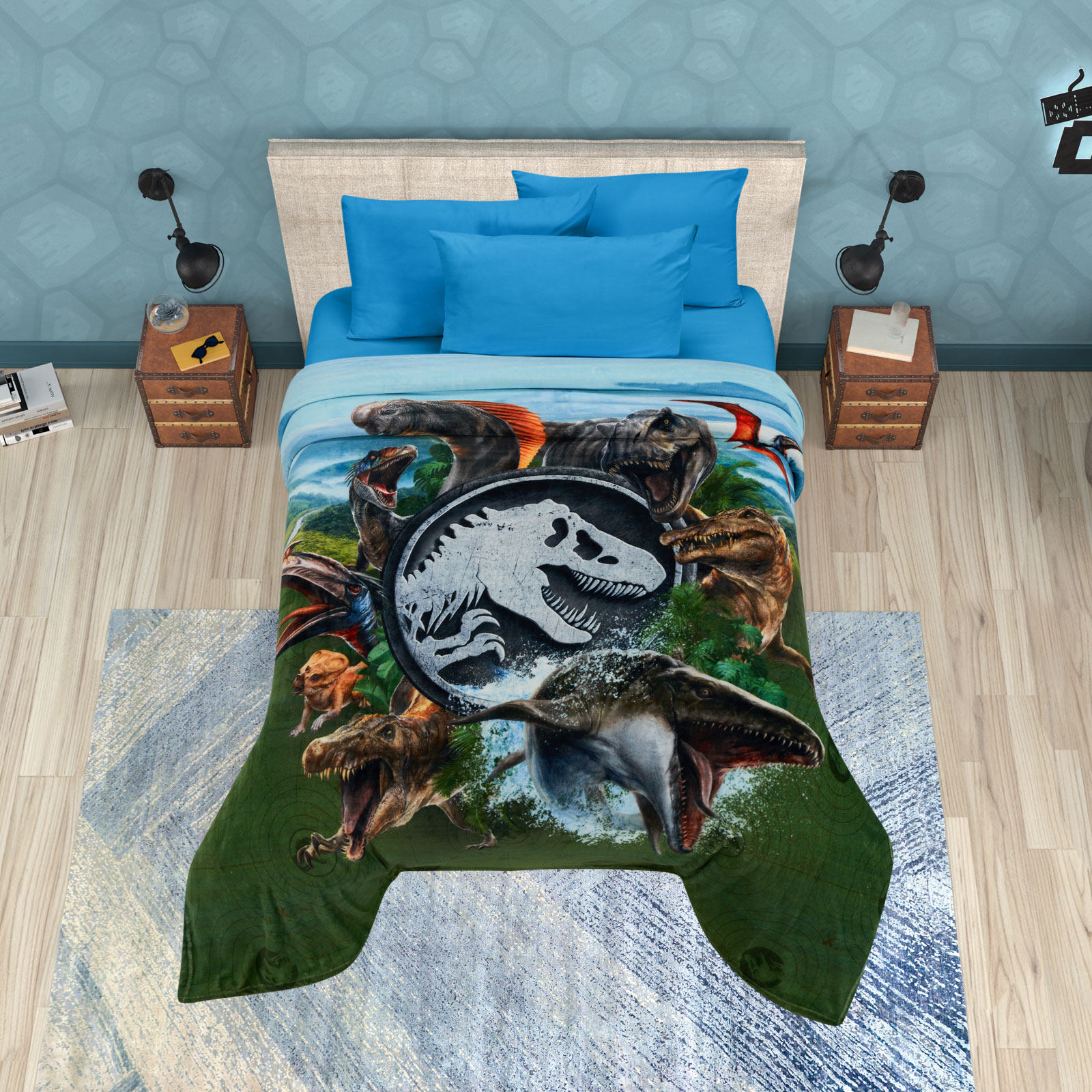 Foto 3 pulgar | Cobertor Serenity Matrimonial Jurassic World Giants