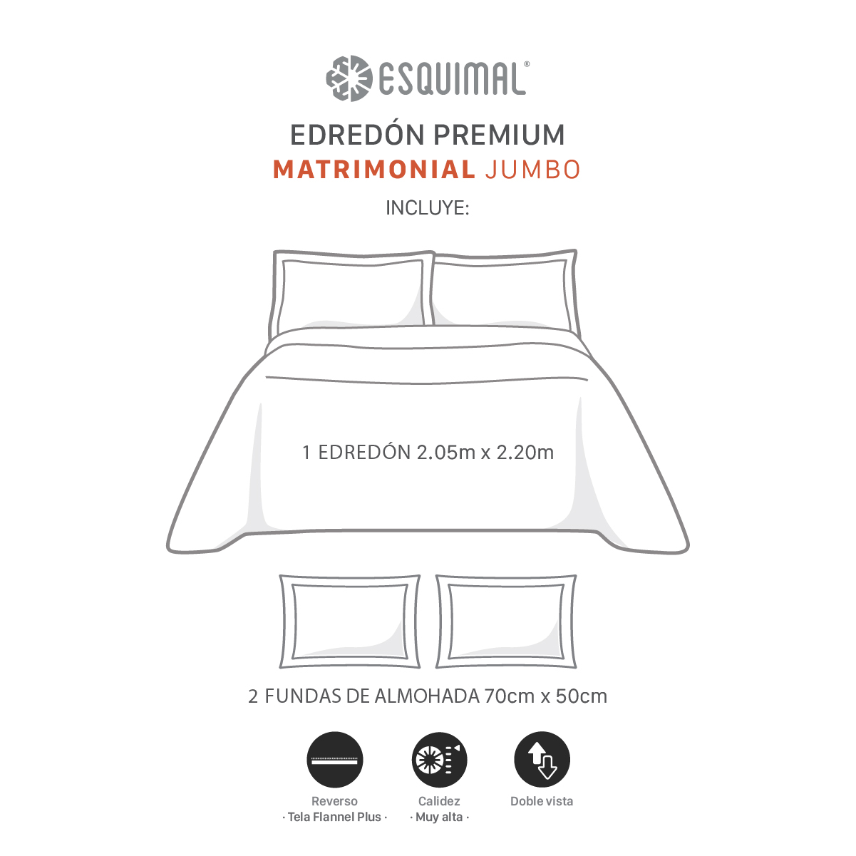 Foto 5 pulgar | Cobertor Edredón Esquimal Con Fundas De Almohada  Fedra   Jumbo Matrimonial