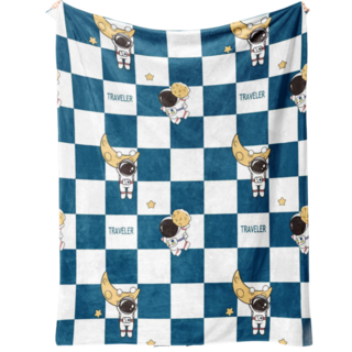 Foto 1 | Manta Sanmu De Franela Suave A Cuadros Con Diseño De Astronauta Poliéster - Venta Internacional.