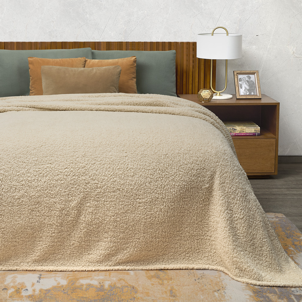 Foto 3 | Cobertor Ligero Matrimonial Elefantito Hogar Avena Color Beige Sherpa Térmica