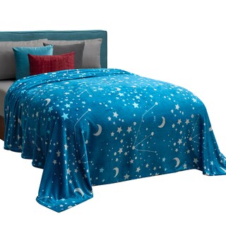 Foto 1 | Cobertor Ligero Individual Elefantito Hogar Galaxia Color Azul Estrellas Suave Térmica