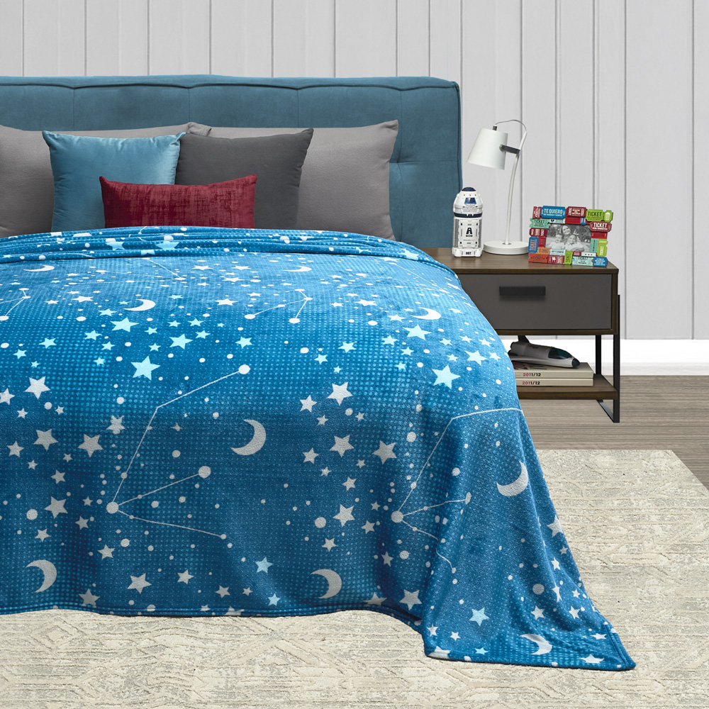 Foto 4 pulgar | Cobertor Ligero Individual Elefantito Hogar Galaxia Color Azul Estrellas Suave Térmica