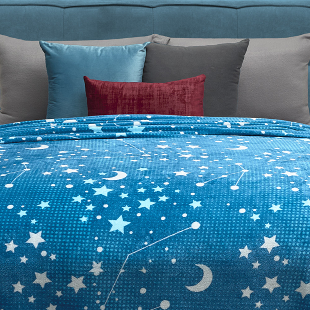 Foto 5 pulgar | Cobertor Ligero Individual Elefantito Hogar Galaxia Color Azul Estrellas Suave Térmica