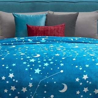 Foto 4 | Cobertor Ligero Individual Elefantito Hogar Galaxia Color Azul Estrellas Suave Térmica