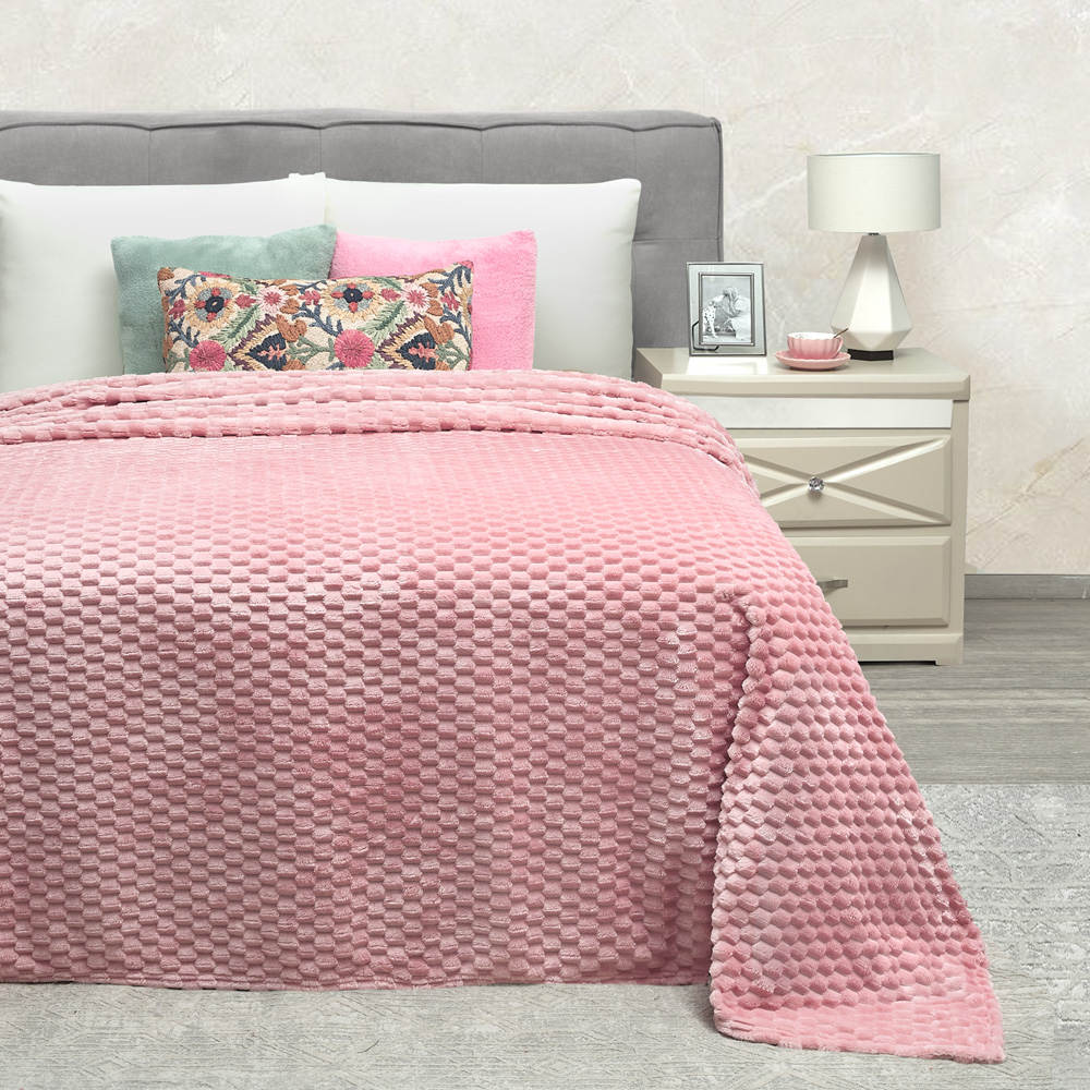 Foto 3 | Cobertor Ligero King Size Elefantito Hogar Isabela Color Rosa Suave Textura 3d