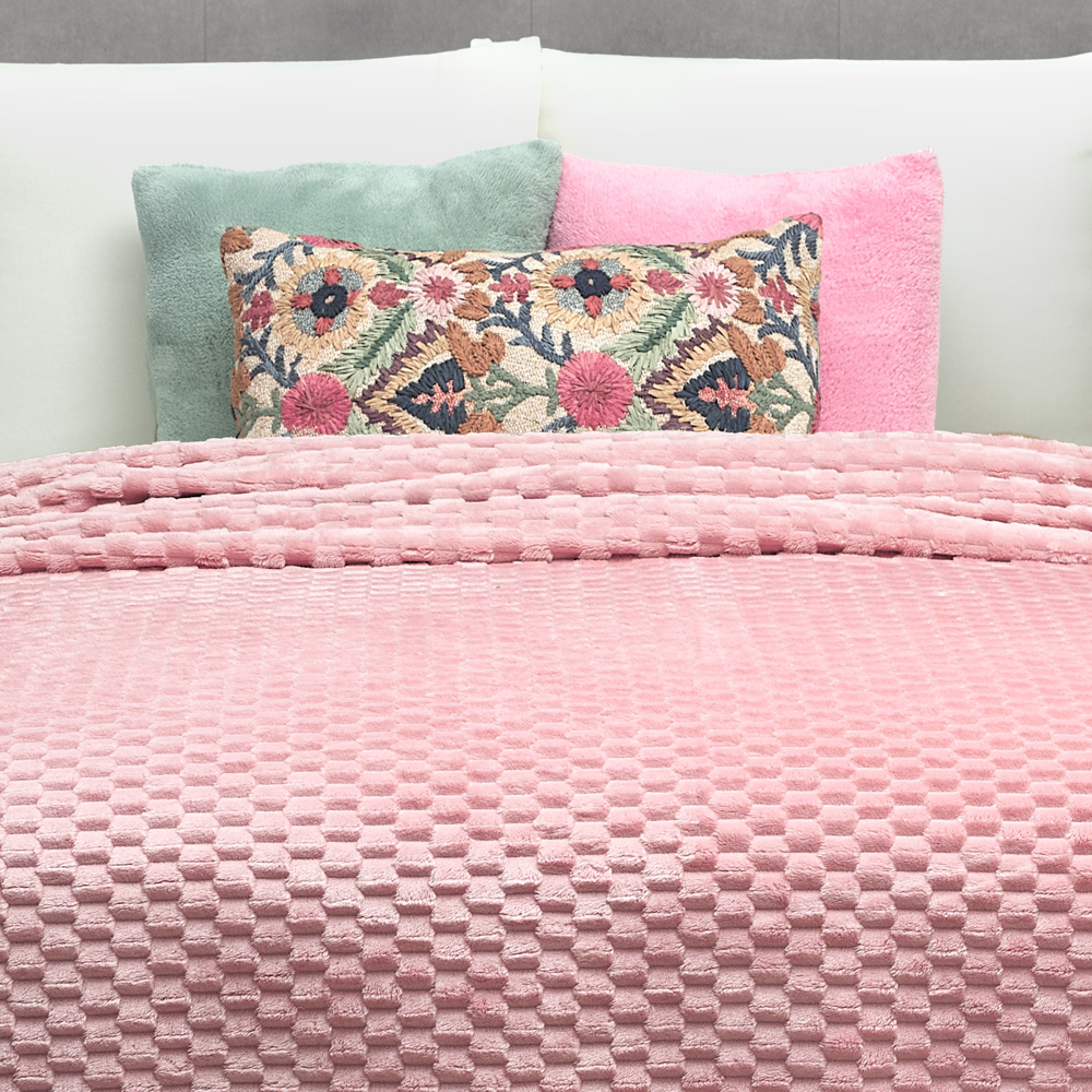 Foto 4 | Cobertor Ligero King Size Elefantito Hogar Isabela Color Rosa Suave Textura 3d