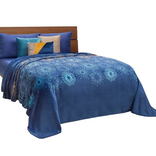 Foto 1 | Cobertor Ligero Matrimonial Elefantito Hogar Destellos Color Azul Marino Ultra Suave Térmica