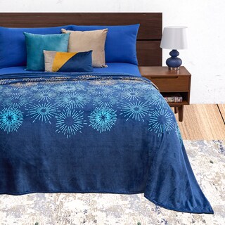 Foto 3 | Cobertor Ligero Matrimonial Elefantito Hogar Destellos Color Azul Marino Ultra Suave Térmica