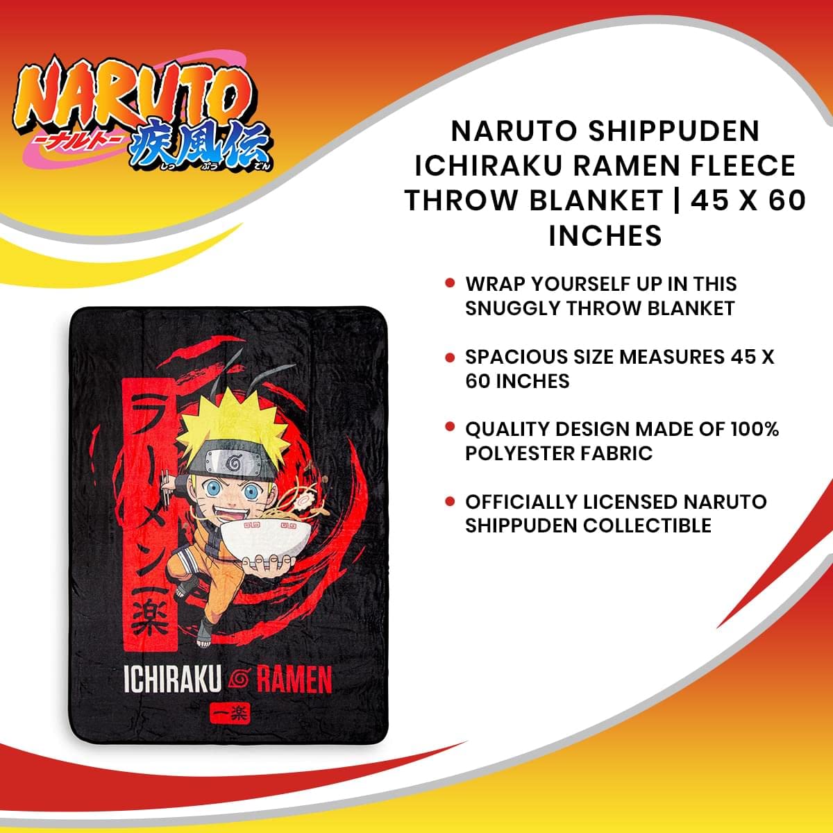 Foto 8 pulgar | Manta Polar Naruto Shippuden Ichiraku Ramen - Venta Internacional.