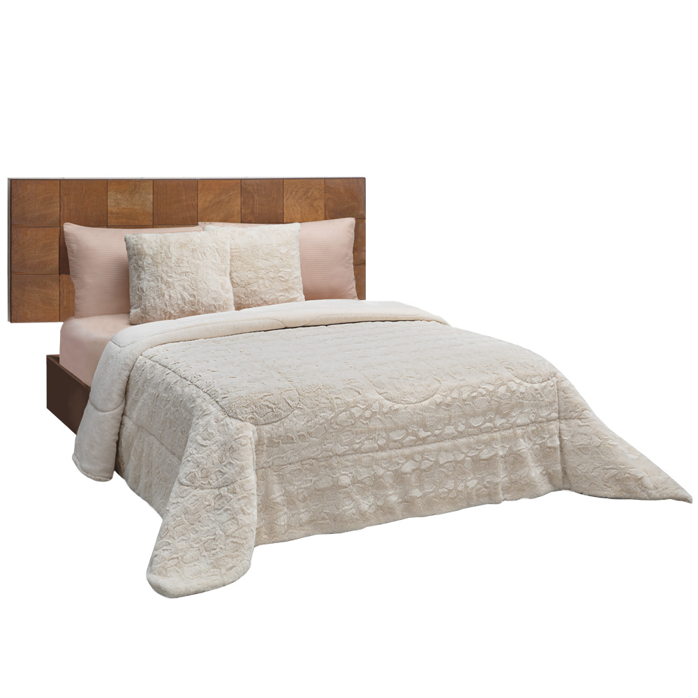 Cobertor Sherpa Elefantito Hogar Rabbit color Beige Matrimonial Térmico