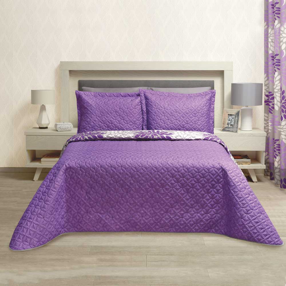 Foto 4 pulgar | Edredón Ligero Individual Elefantito Hogar color Morado dos Vistas Chelsea