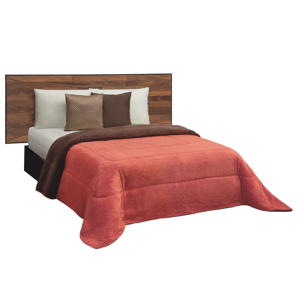 Cobertor Sherpa  Matrimonial  Naranja Térmico Bicolor