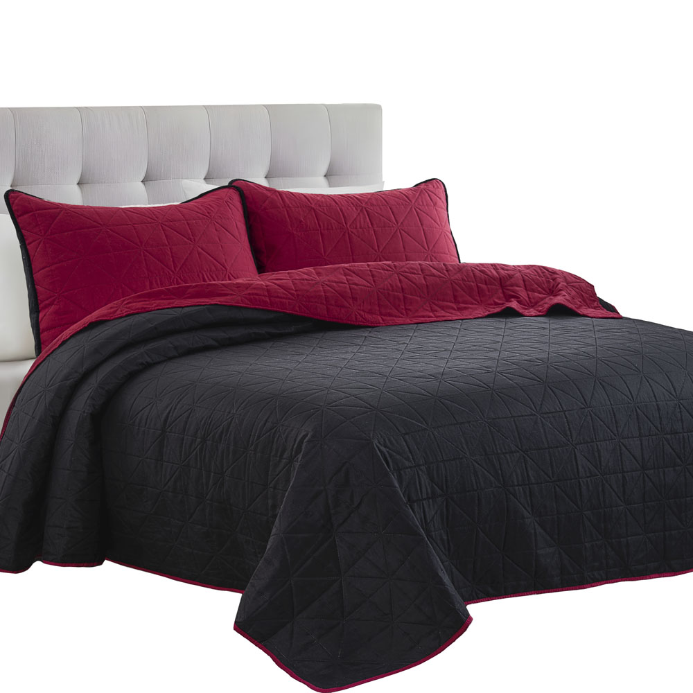 Edredón con Fundas Decorativas Matrimonial Negro Dos Vistas Montecarlo