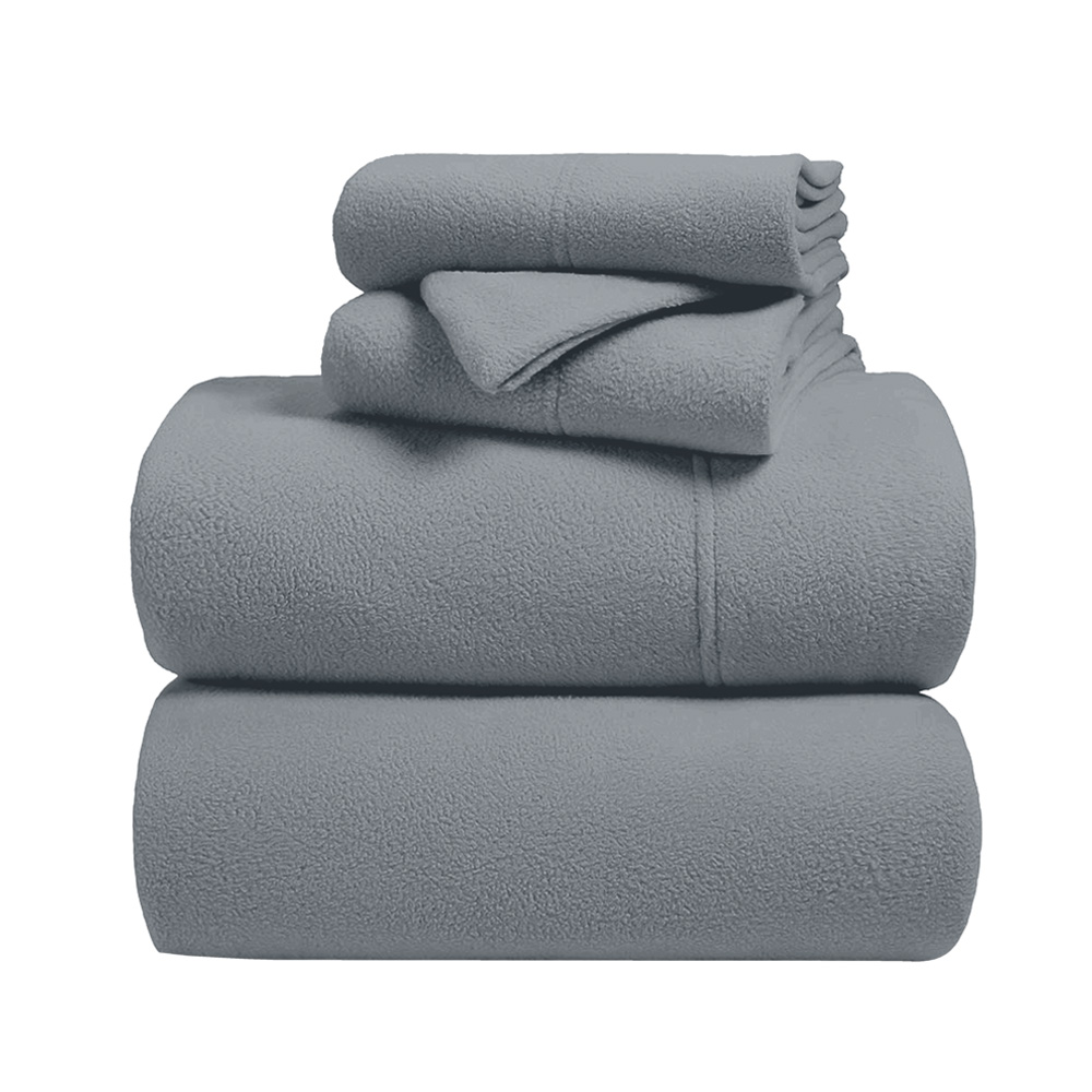 Foto 2 pulgar | Juego de Sábanas Térmicas de Polar Fleece Gris para Invierno