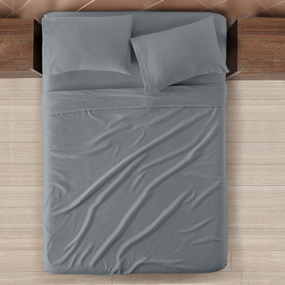Foto 3 pulgar | Juego de Sábanas Térmicas de Polar Fleece Gris para Invierno