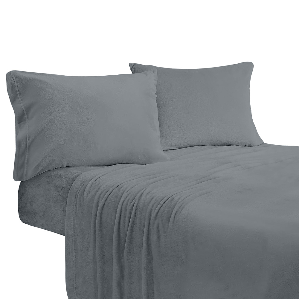 Foto 4 pulgar | Juego de Sábanas Térmicas de Polar Fleece Gris para Invierno