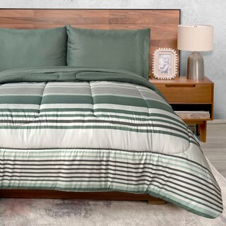 Foto 3 | Edredón Set King Size Extra Suave Con Sábanas Verde Dos Vistas Titanio