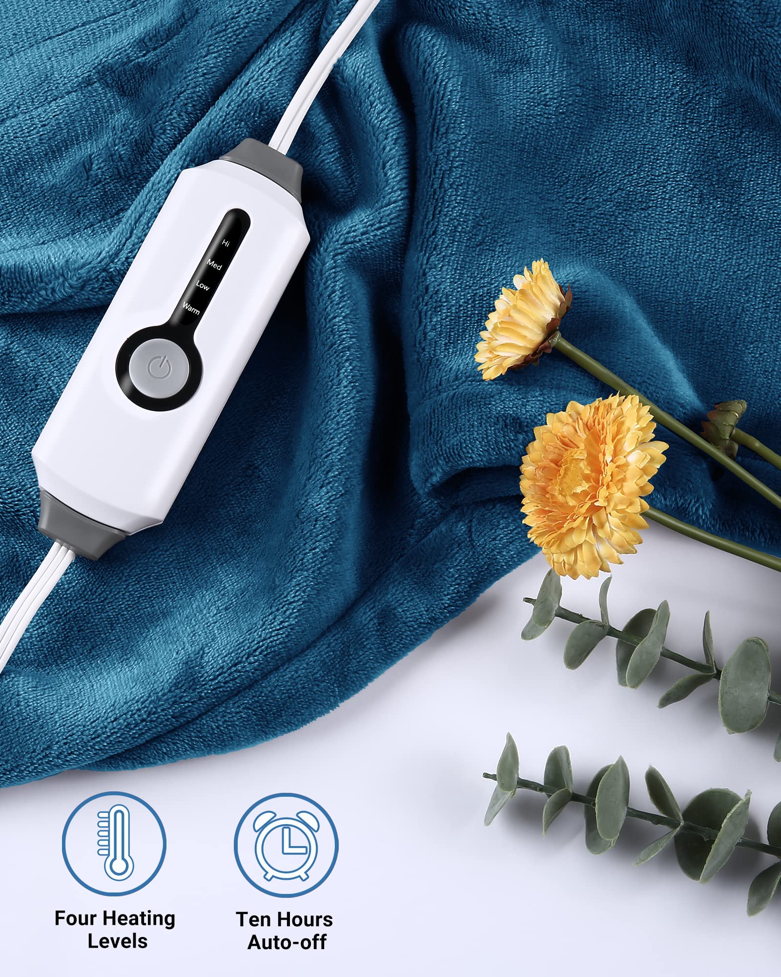 Foto 3 | Manta Eléctrica Con Calefacción Sunny Heat, Tamaño Completo, Color Verde Azulado - Venta Internacional.