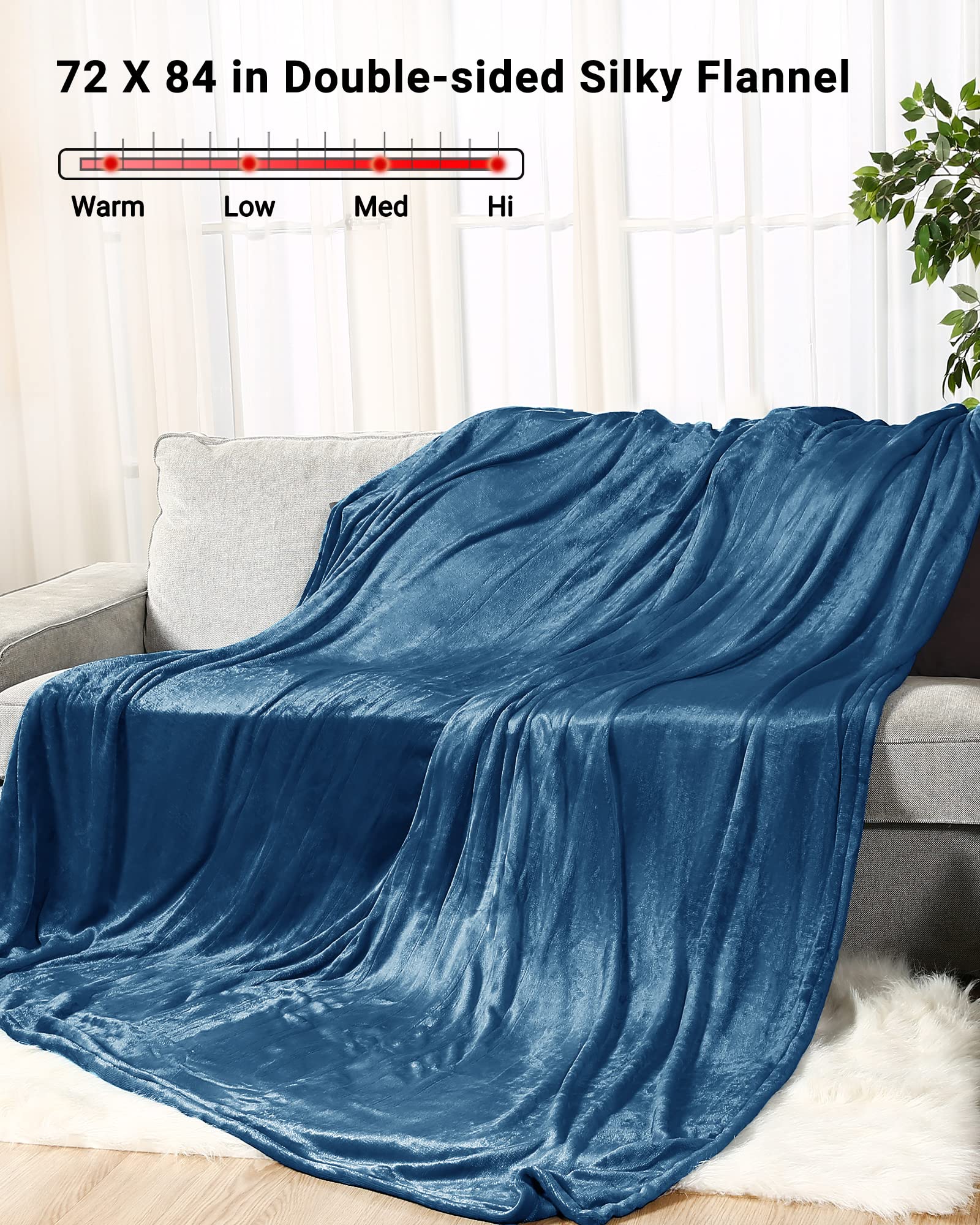 Foto 4 | Manta Eléctrica Con Calefacción Sunny Heat, Tamaño Completo, Color Verde Azulado - Venta Internacional.