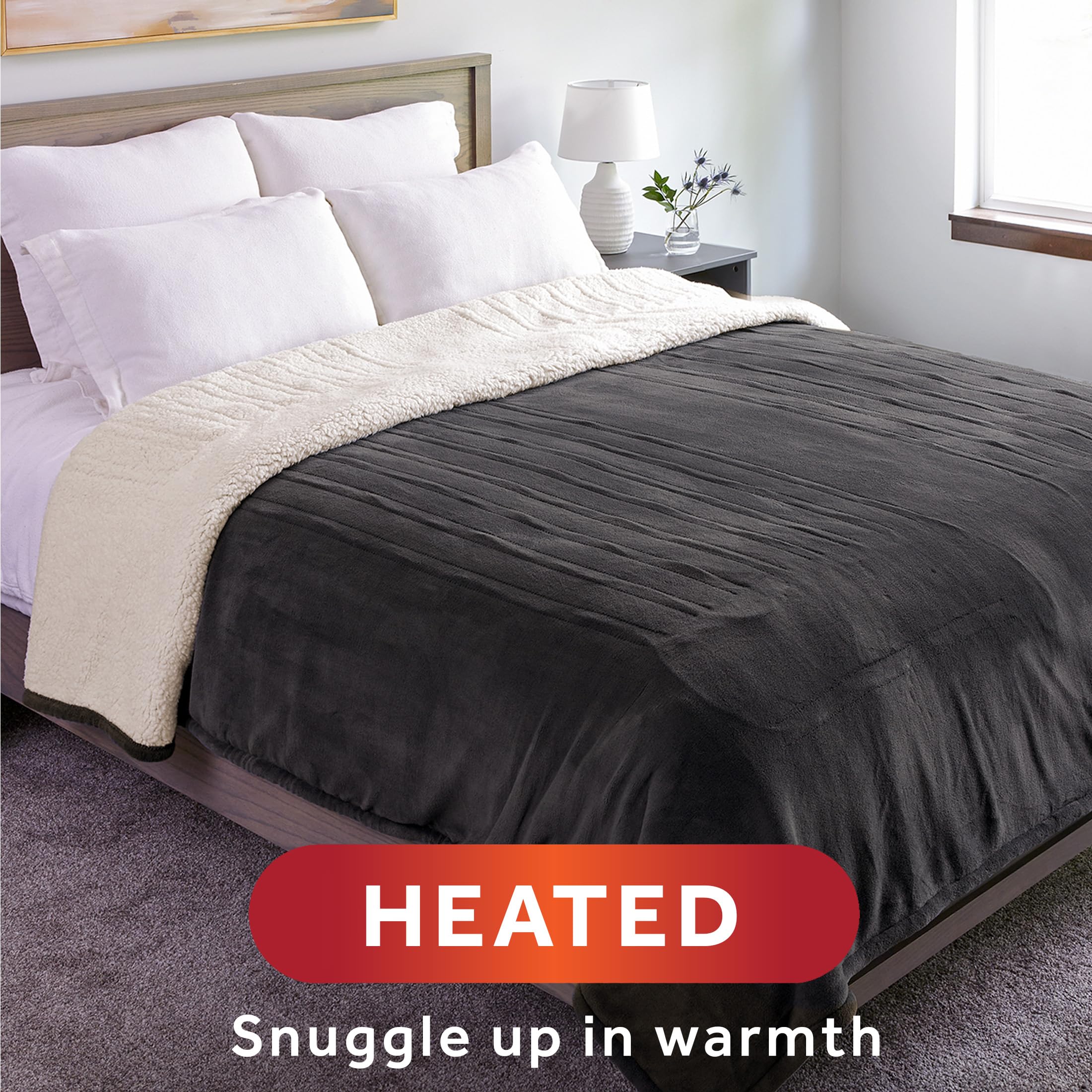 Foto 3 pulgar | Manta Térmica Sunbeam Royal Luxe Sherpa Night Fog Full - Venta Internacional