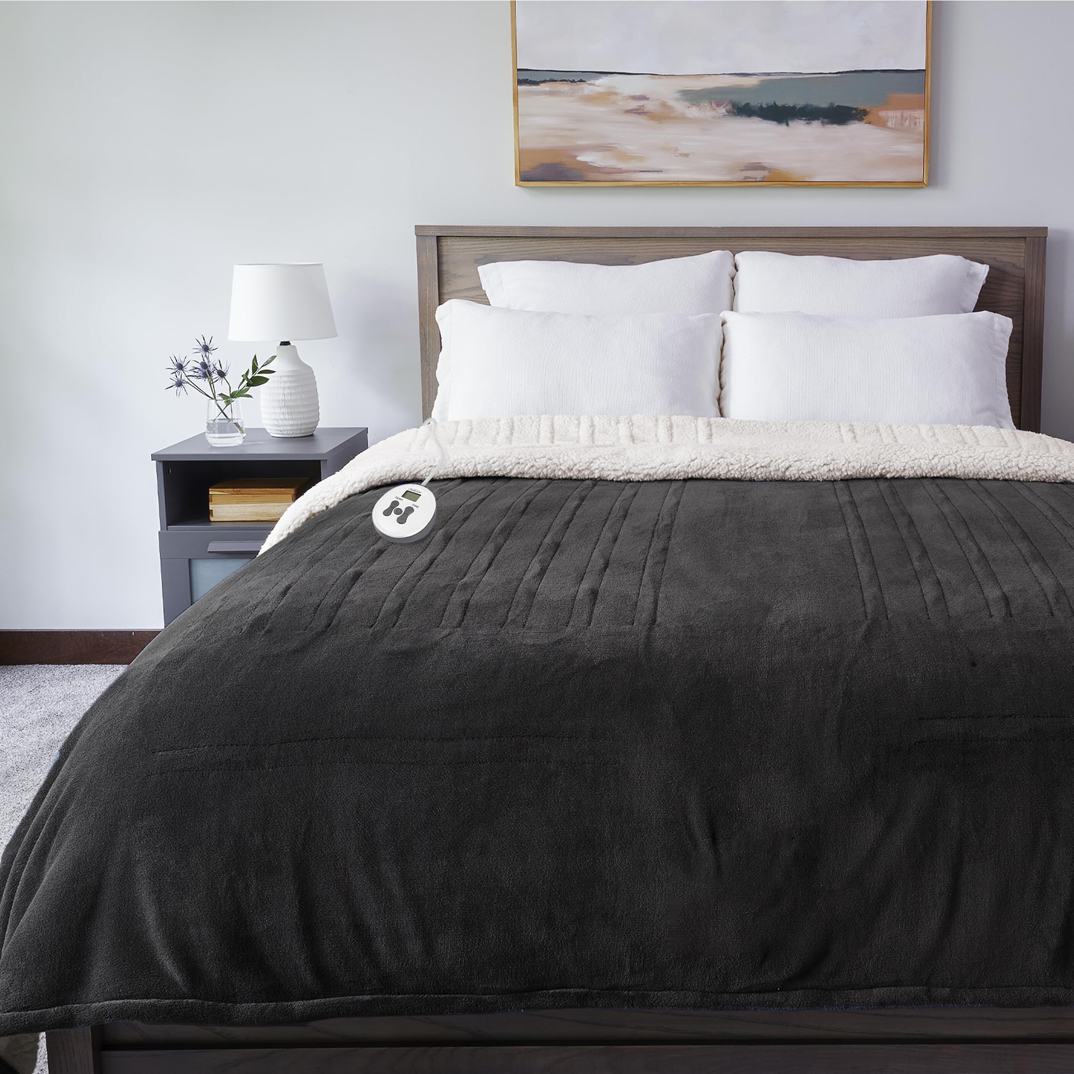 Foto 6 pulgar | Manta Térmica Sunbeam Royal Luxe Sherpa Night Fog Full - Venta Internacional