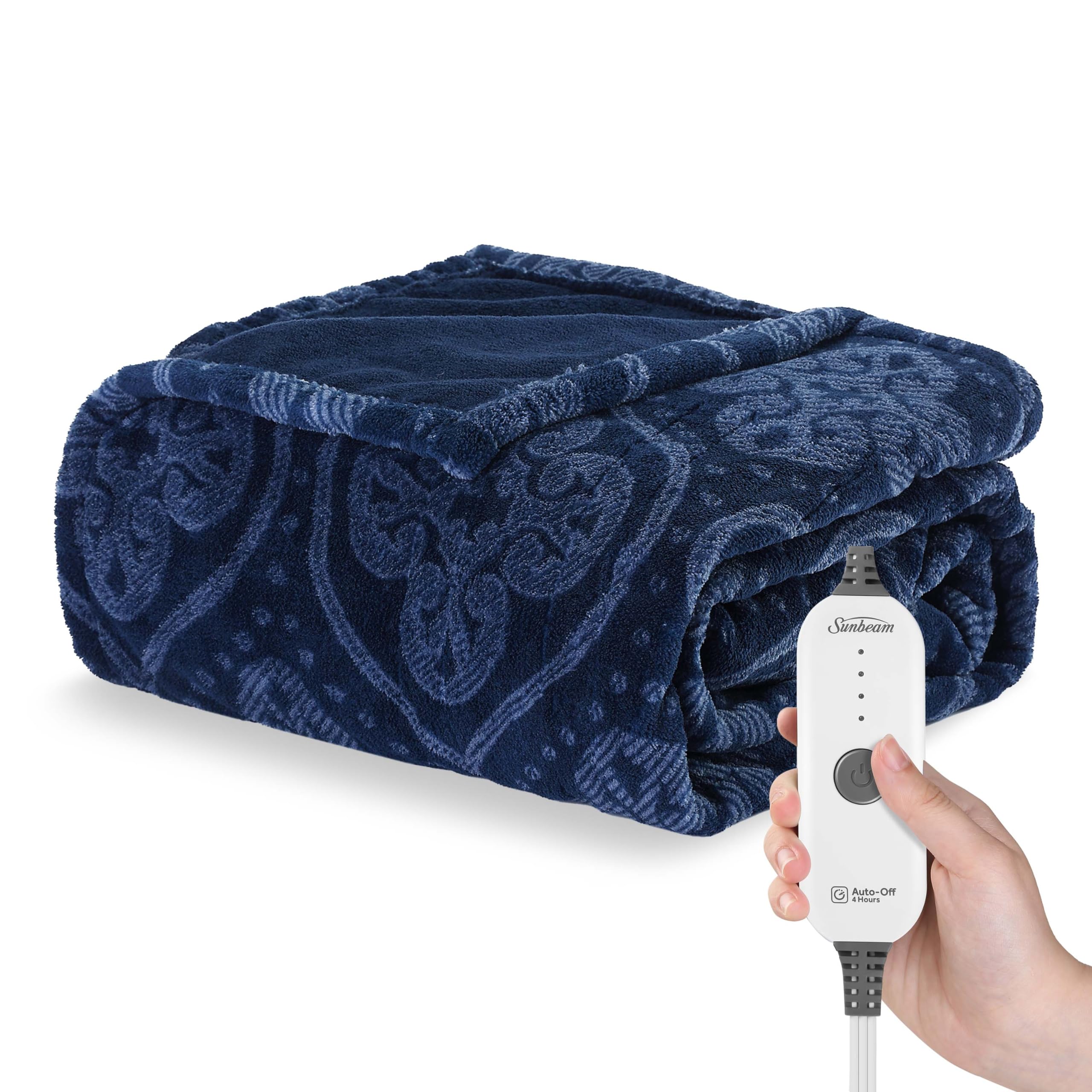 Manta Eléctrica Térmica Sunbeam Royal Luxe Navy 50 X 60 Cm - Venta Internacional