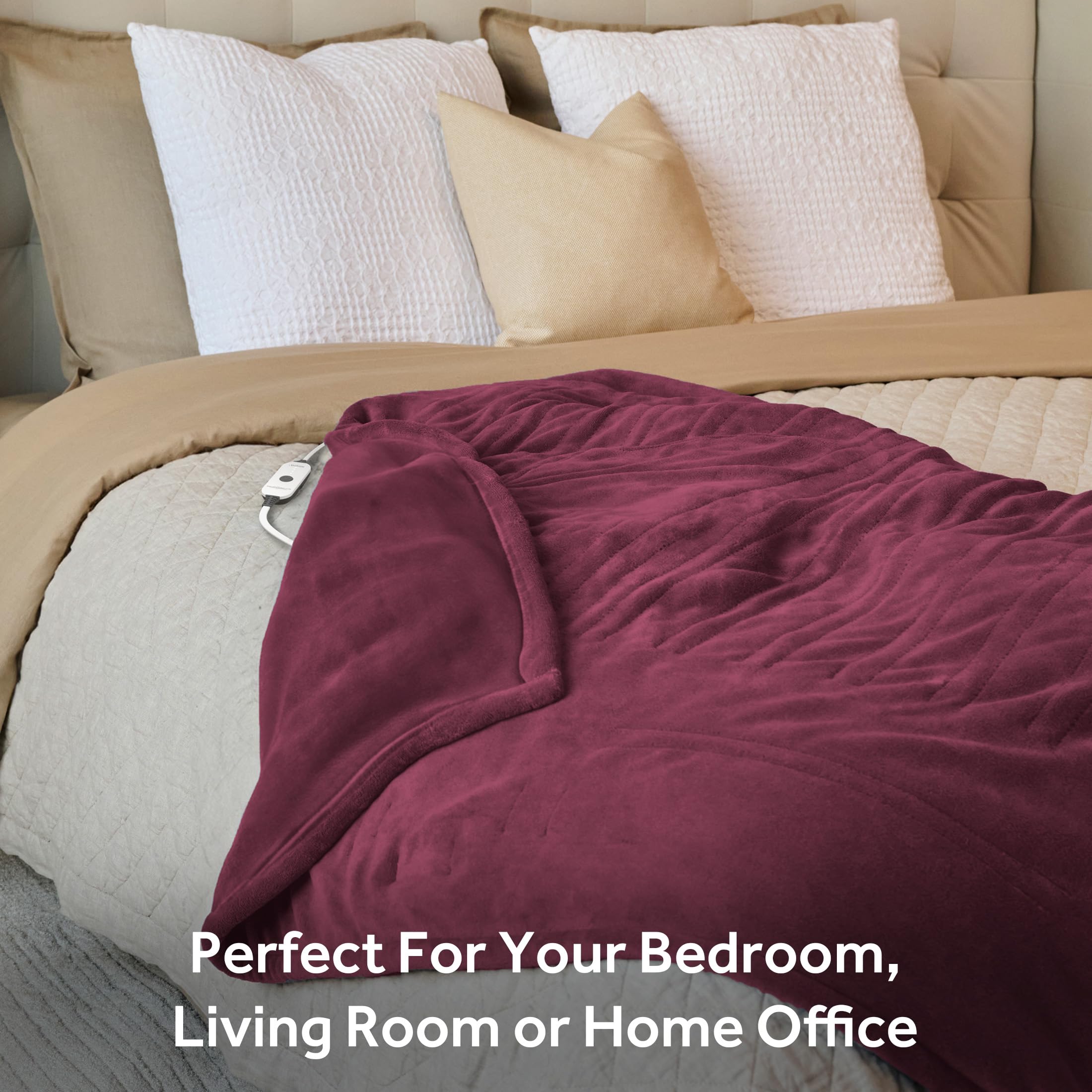 Foto 5 | Manta Personal Con Calefacción Sunbeam Royal Luxe Cabernet - Venta Internacional.