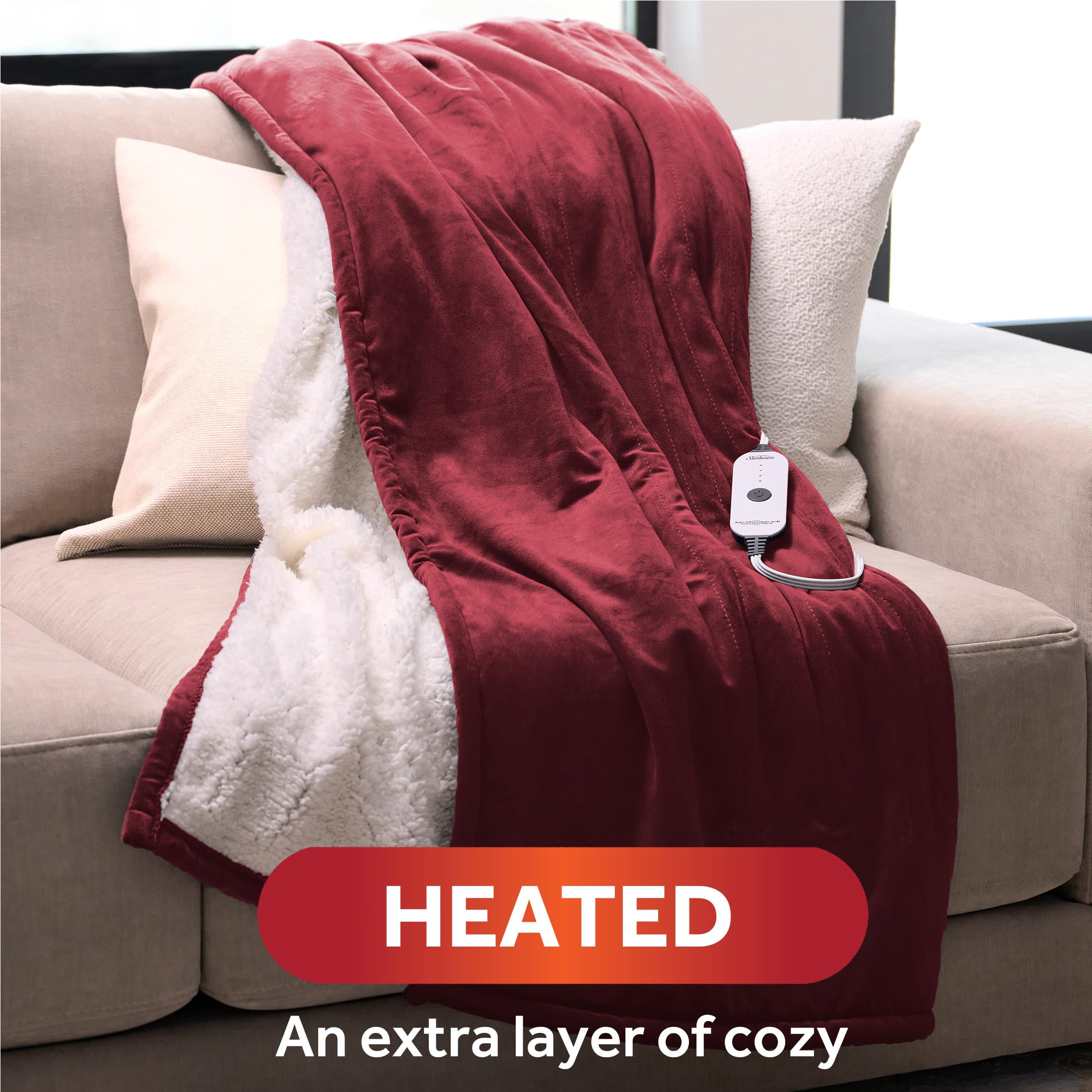 Foto 2 | Manta Personal Con Calefacción Sunbeam Royal Mink Sherpa - Venta Internacional.