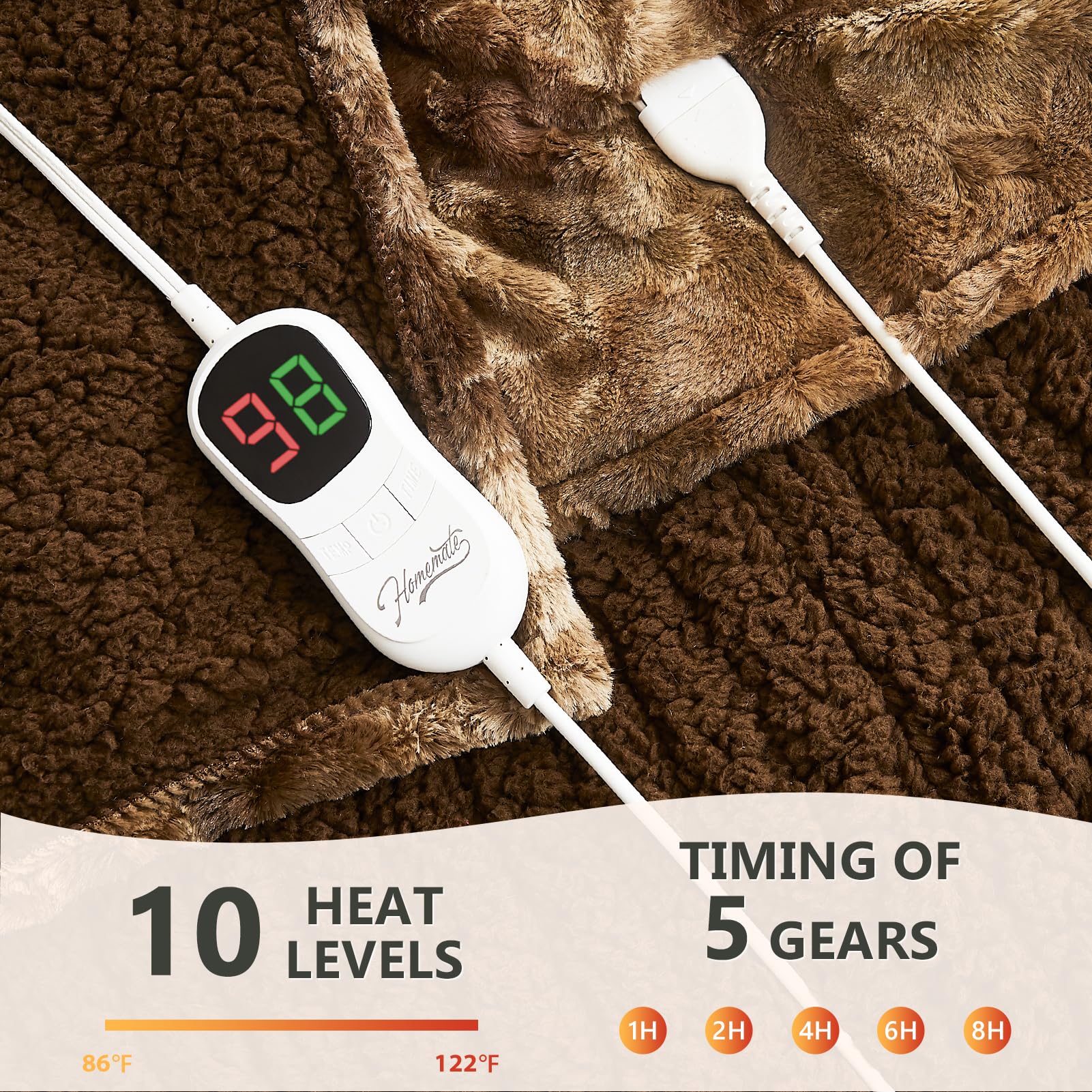 Foto 3 | Manta Térmica Homemate Electric Queen Con 10 Niveles De Calor - Venta Internacional