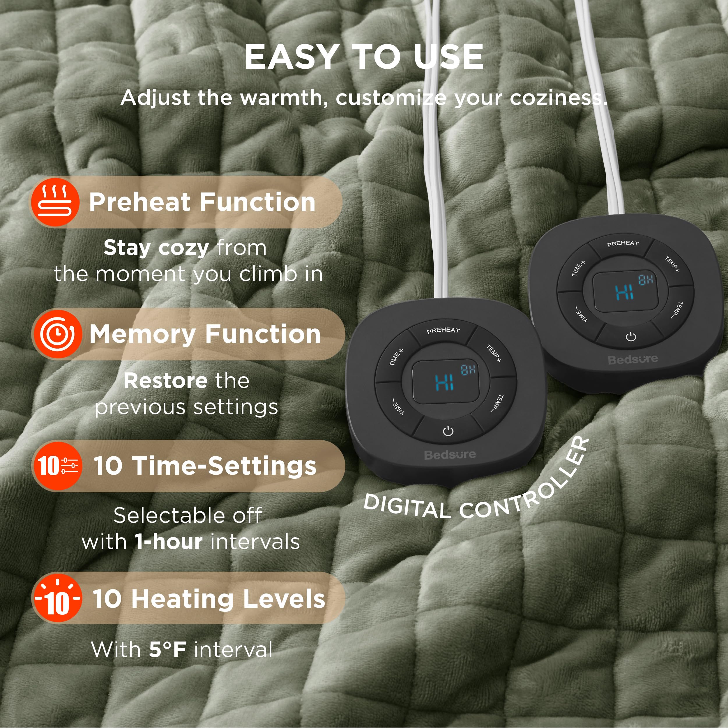Foto 6 pulgar | Manta Eléctrica Para Cama Tamaño King Con 10 Ajustes De Calor - Venta Internacional.