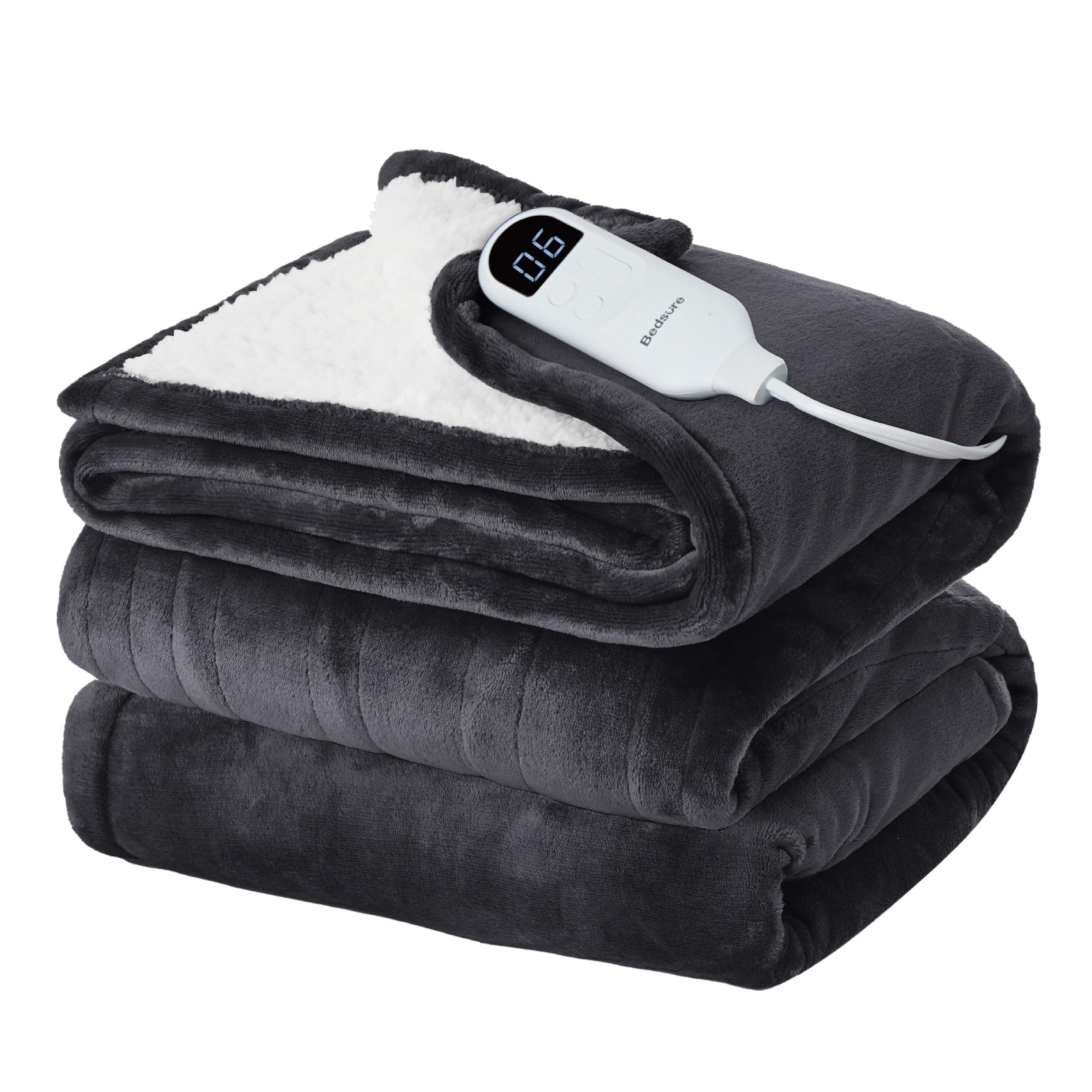 Foto 1 | Manta Eléctrica Bedsure, Tamaño Completo, Franela, Calefactada, Gris Oscuro - Venta Internacional.