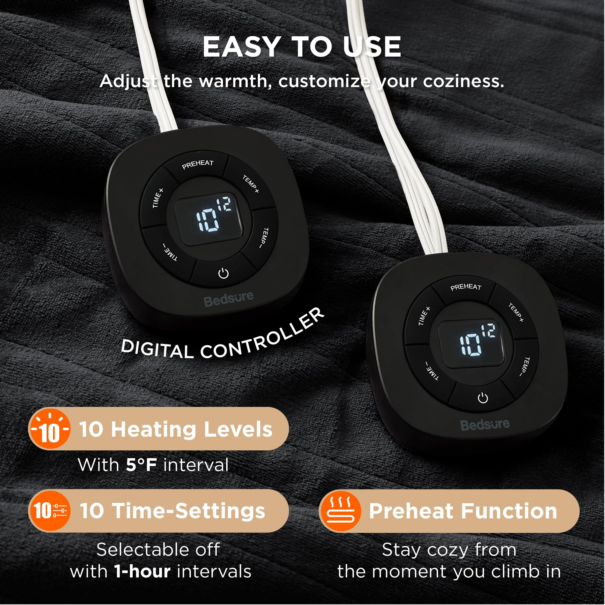 Foto 4 pulgar | Manta Eléctrica King Size Bedsure con Doble Control Negro - Venta Internacional