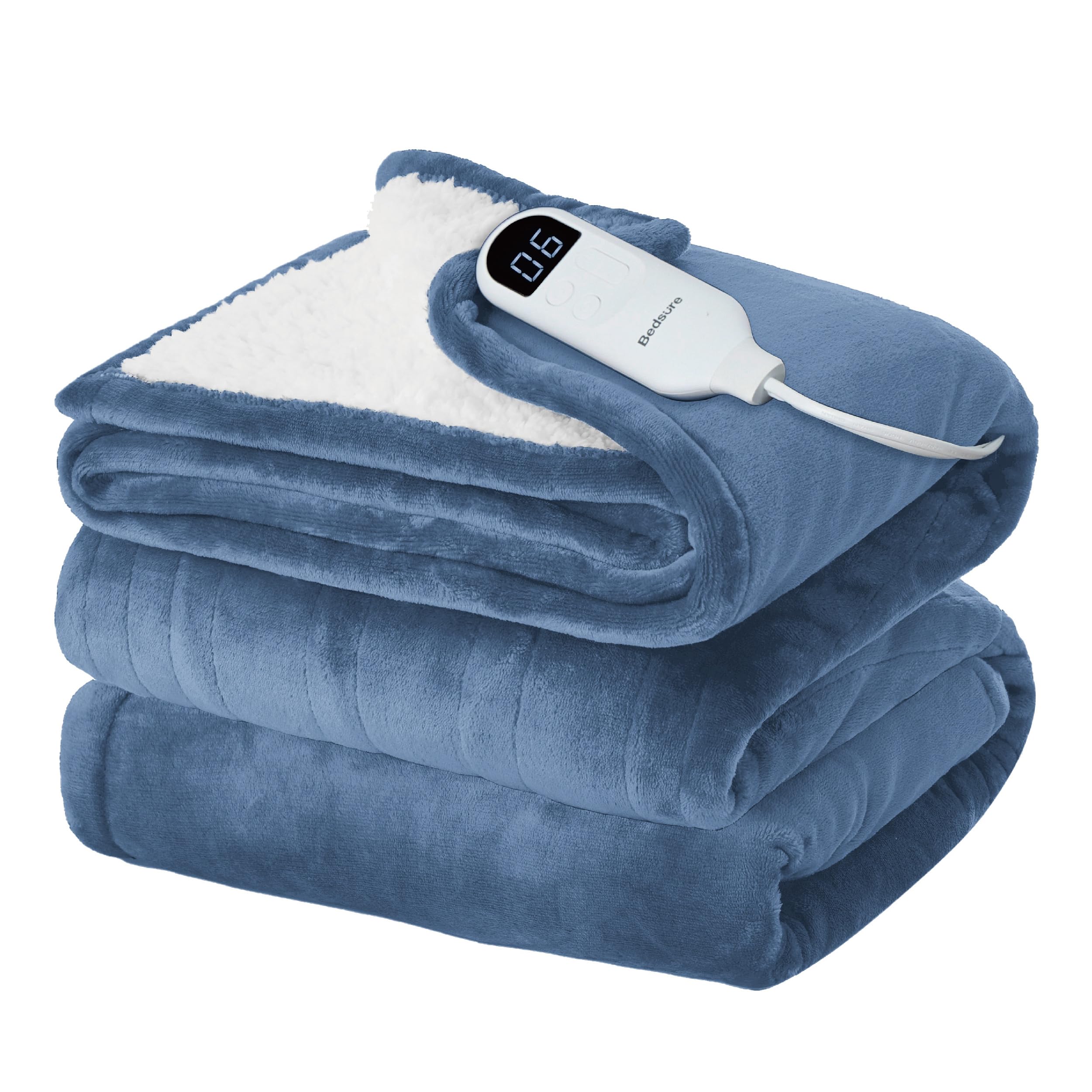 Foto 2 pulgar | Manta Eléctrica Bedsure Twin Soft Frannel Heated Blue - Venta Internacional.