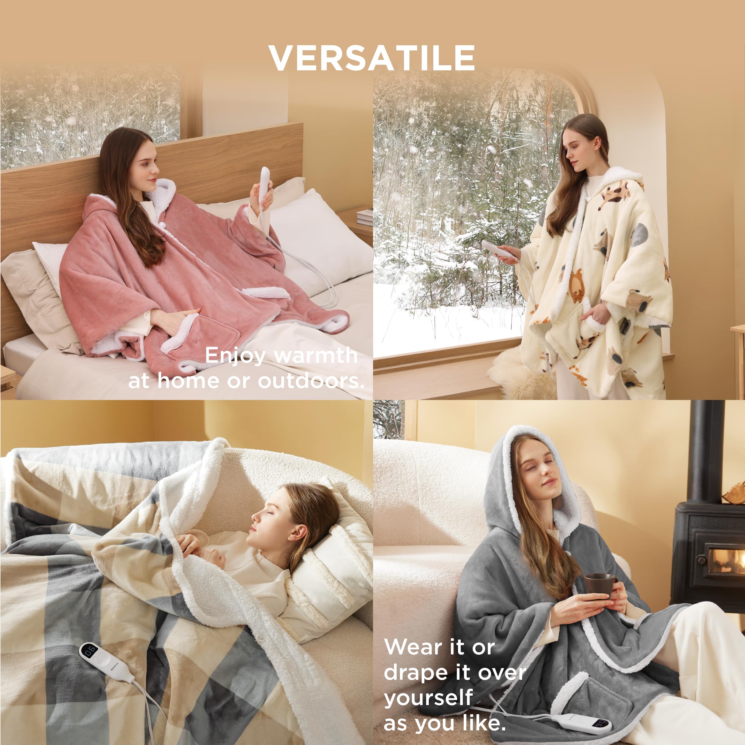 Foto 7 pulgar | Manta Térmica Portátil, Chal, Ropa De Cama, Poncho Eléctrico Para Adultos - Venta Internacional.