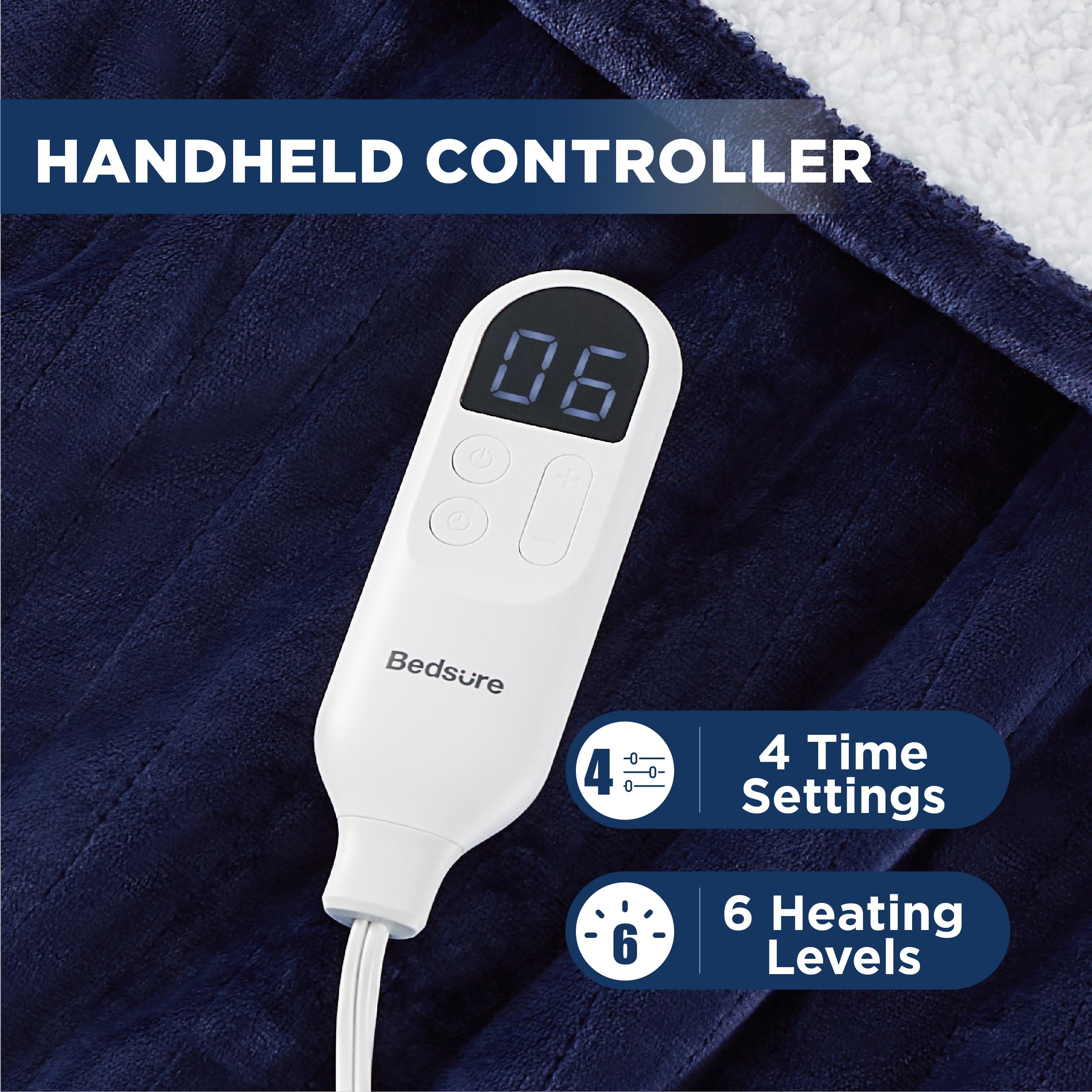 Foto 4 pulgar | Manta Eléctrica Bedsure Con Calefacción 50 X 60 Pulgadas Azul - Venta Internacional