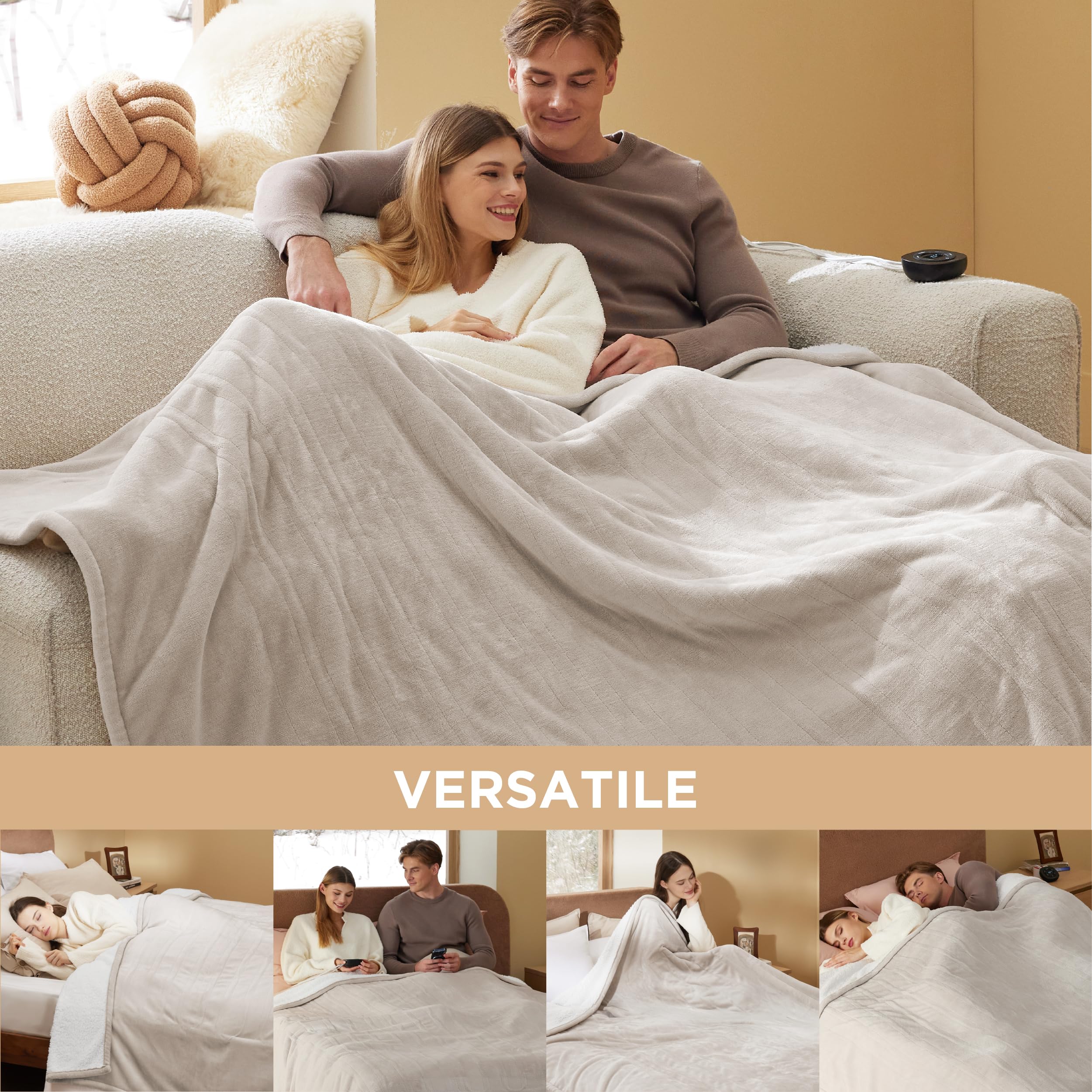 Foto 8 pulgar | Manta Eléctrica Bedsure King Size con Doble Control Beige - Venta Internacional