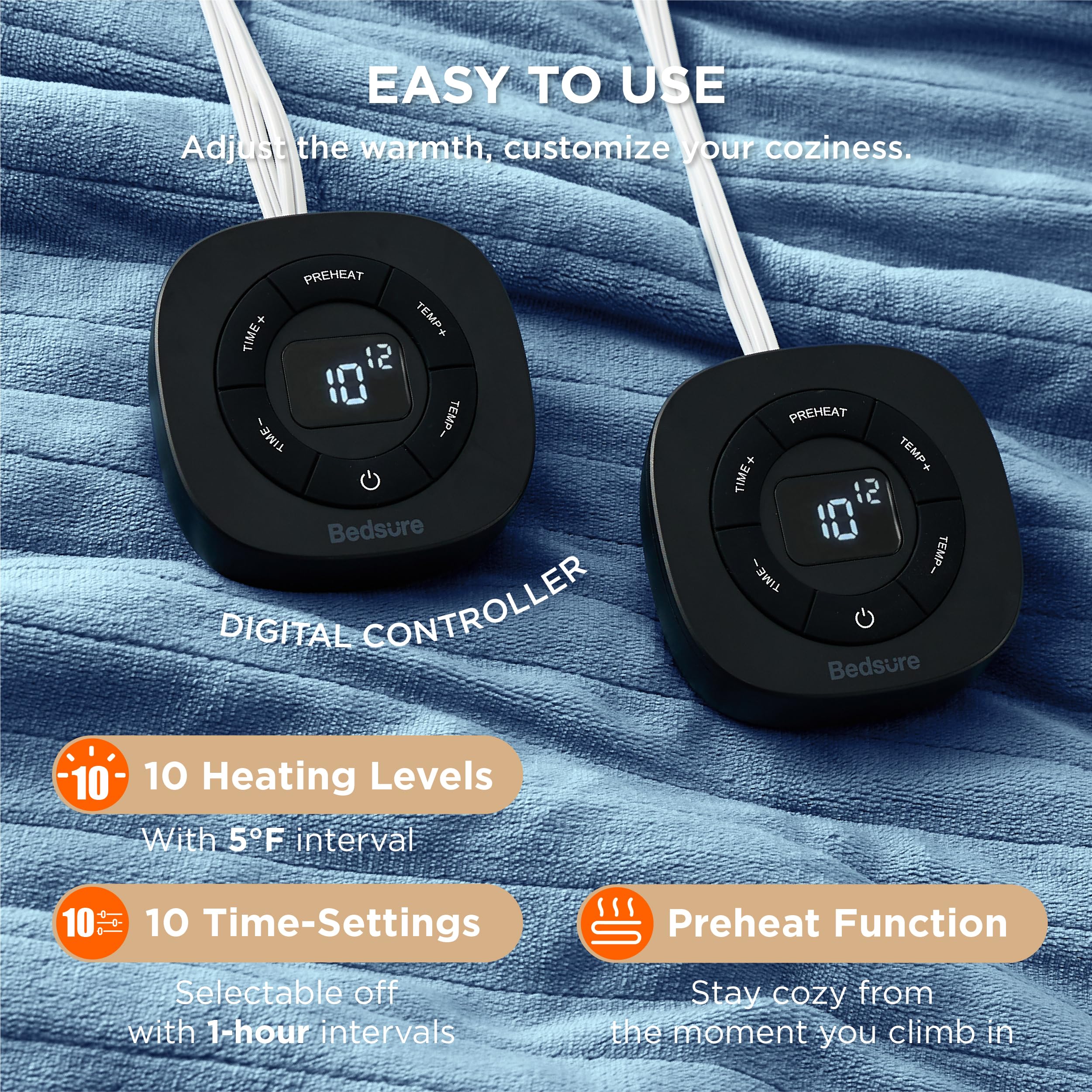 Foto 4 pulgar | Manta Eléctrica de Cama Queen Azul - Venta Internacional