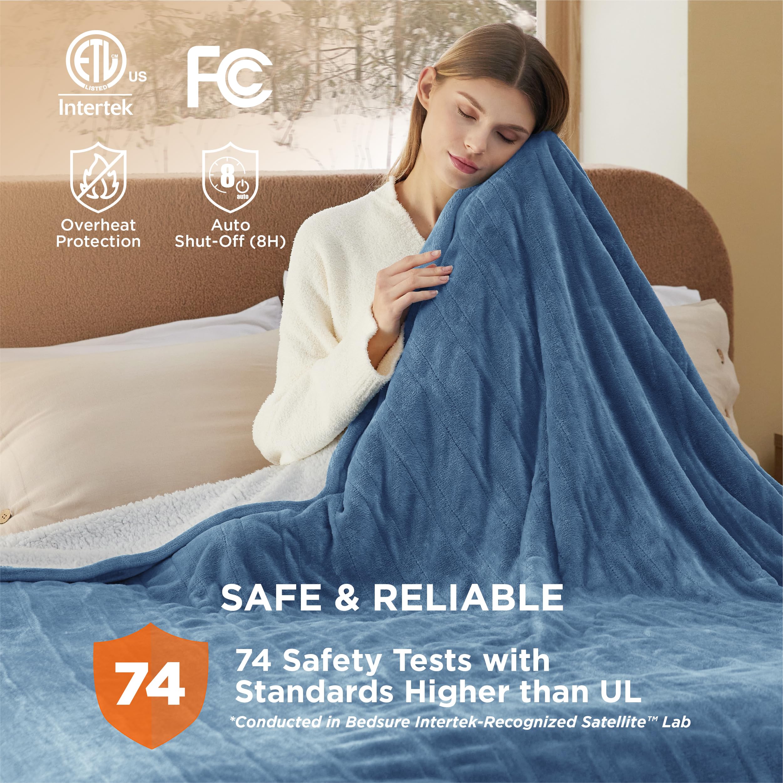 Foto 6 | Manta Eléctrica de Cama Queen Azul - Venta Internacional